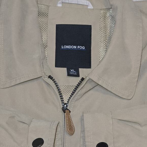 London Fog Men’s XL Beige Harrington Golf Jacket Zip Front Pockets Lightweight - Picture 3 of 14